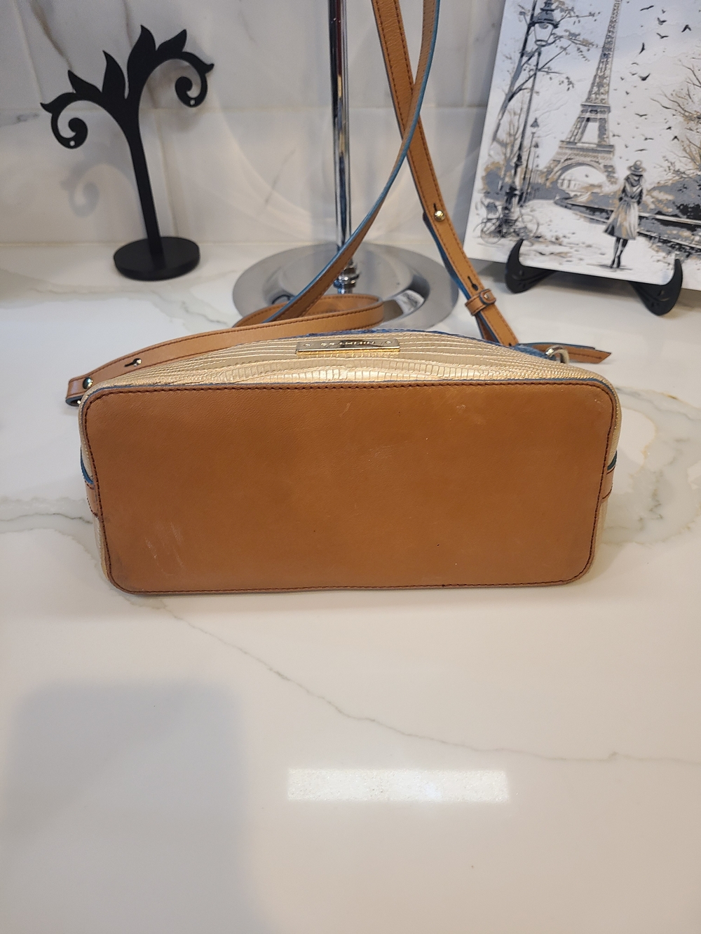 Brahmin Mini Duxbury Surf Vineyard Blue & Gold - Picture 12 of 13